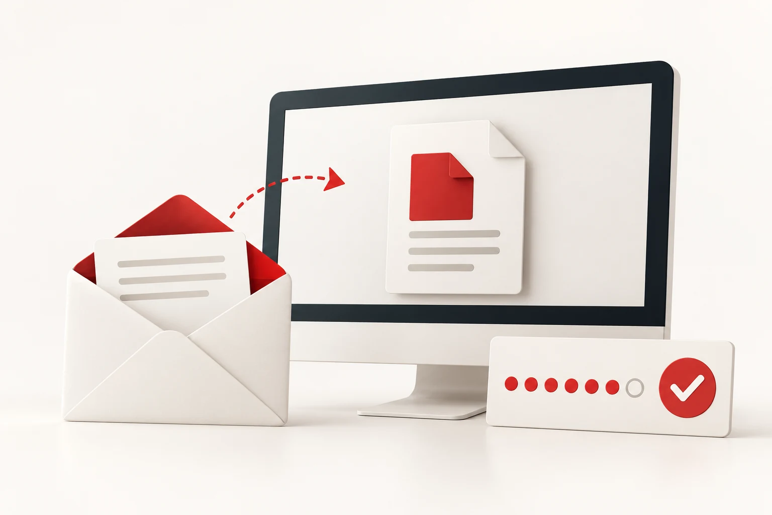 Conceptual illustration of an email and document workflow